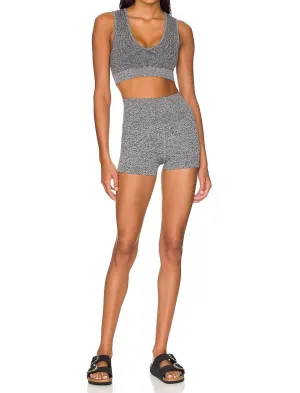 Metta Plunge Brami In Heather Gray Activewear Womens - fitness leggings online