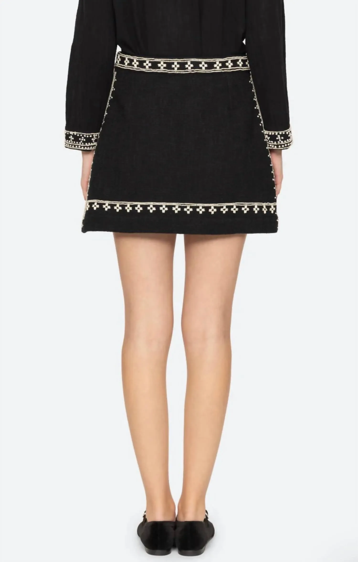 Mille Embroidery Mini Skirt In Black