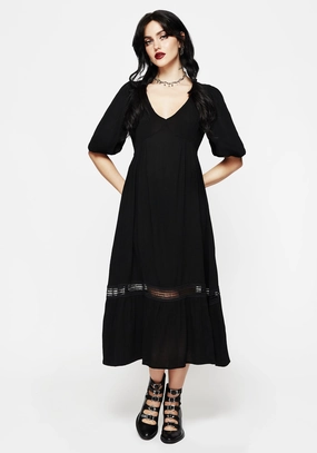 Mirage Lace Insert Puff Sleeve Maxi Dress Dresses Womens - summer dresses discount