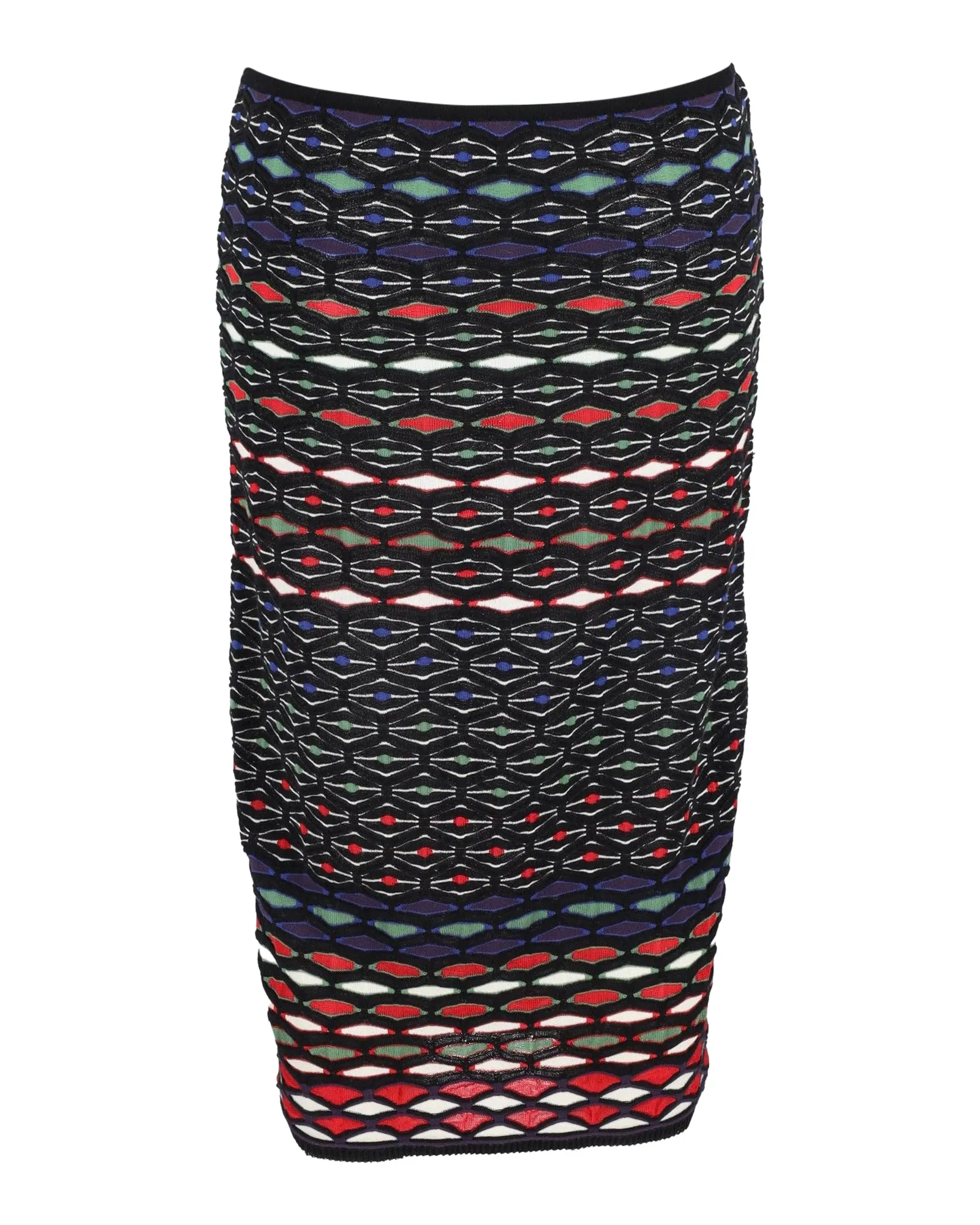 Missoni Knitted Bodycon Midi Skirt in Multicolor Viscose