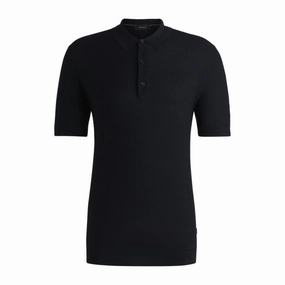 Mixed-structure knit polo in silk turtleneck sweaters sale