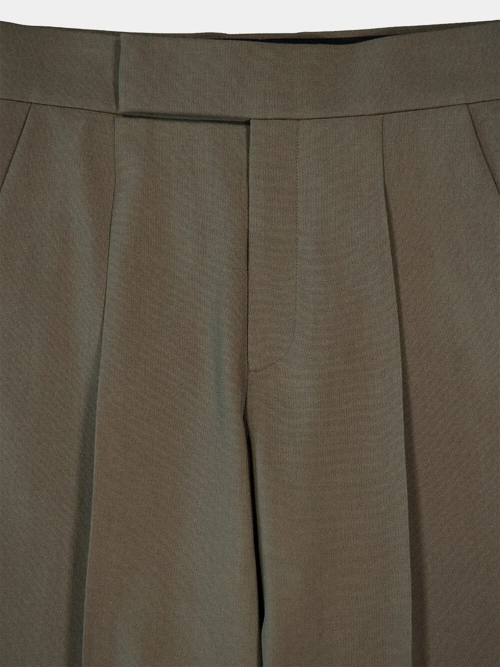 Mocha Wool Silk 8th Trouser