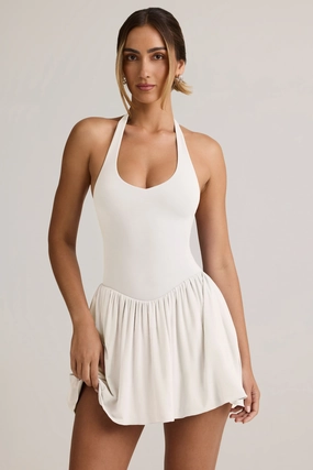 Modal Backless Halterneck Mini Dress in White Dresses - lace dresses best price