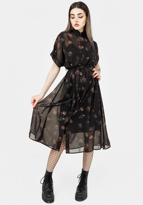 Monica Floral Chiffon Midi Shirt Dress Dresses Womens - summer dresses discount