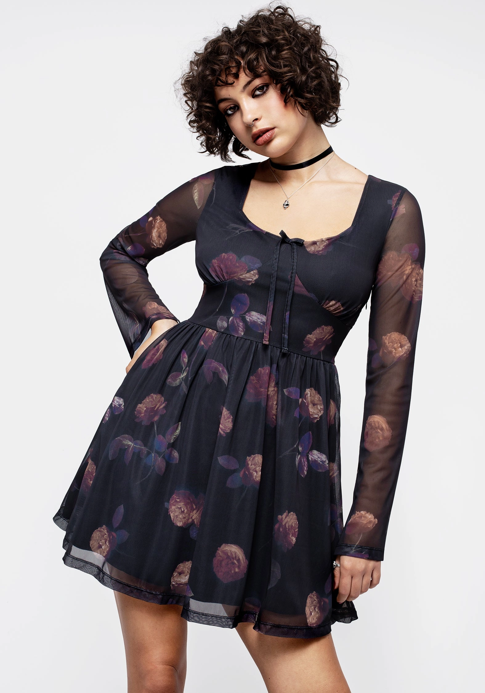 Monica Floral Mesh Skater Dress Dresses Womens - beach dresses cheap