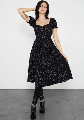 Mortem Floral Print Midi Dress Dresses Womens - beach dresses cheap