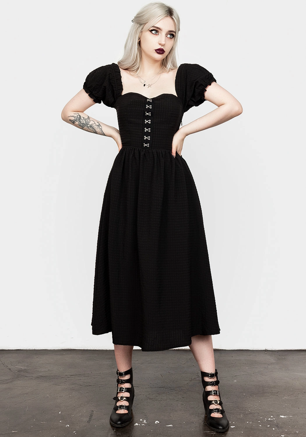 Mortem Midi Dress With Puff Sleeves Dresses Womens - beach dresses cheap