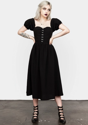 Mortem Midi Dress With Puff Sleeves Dresses Womens - wedding guest outfits