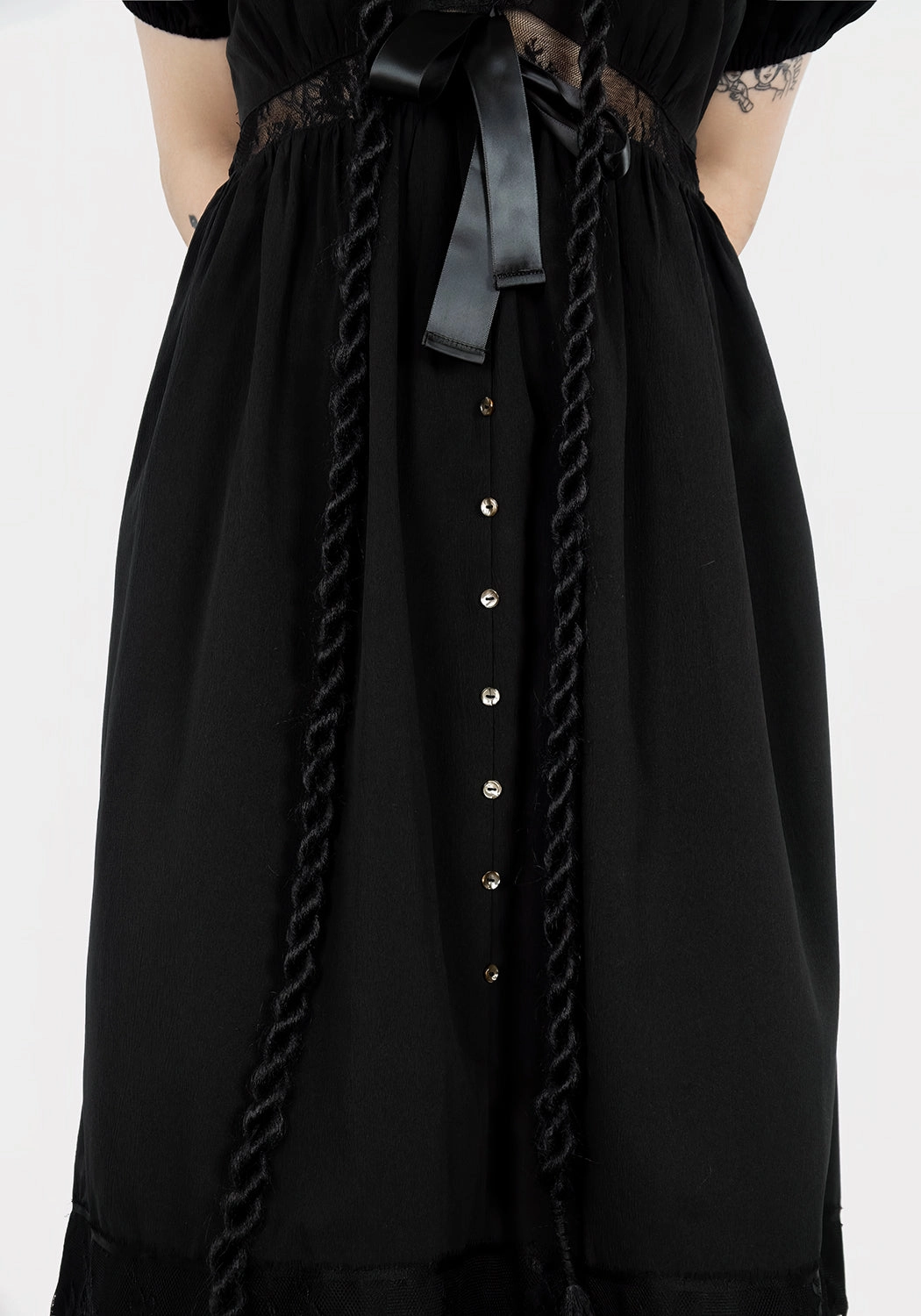 Mortuary Lace Button Up Midi Dress