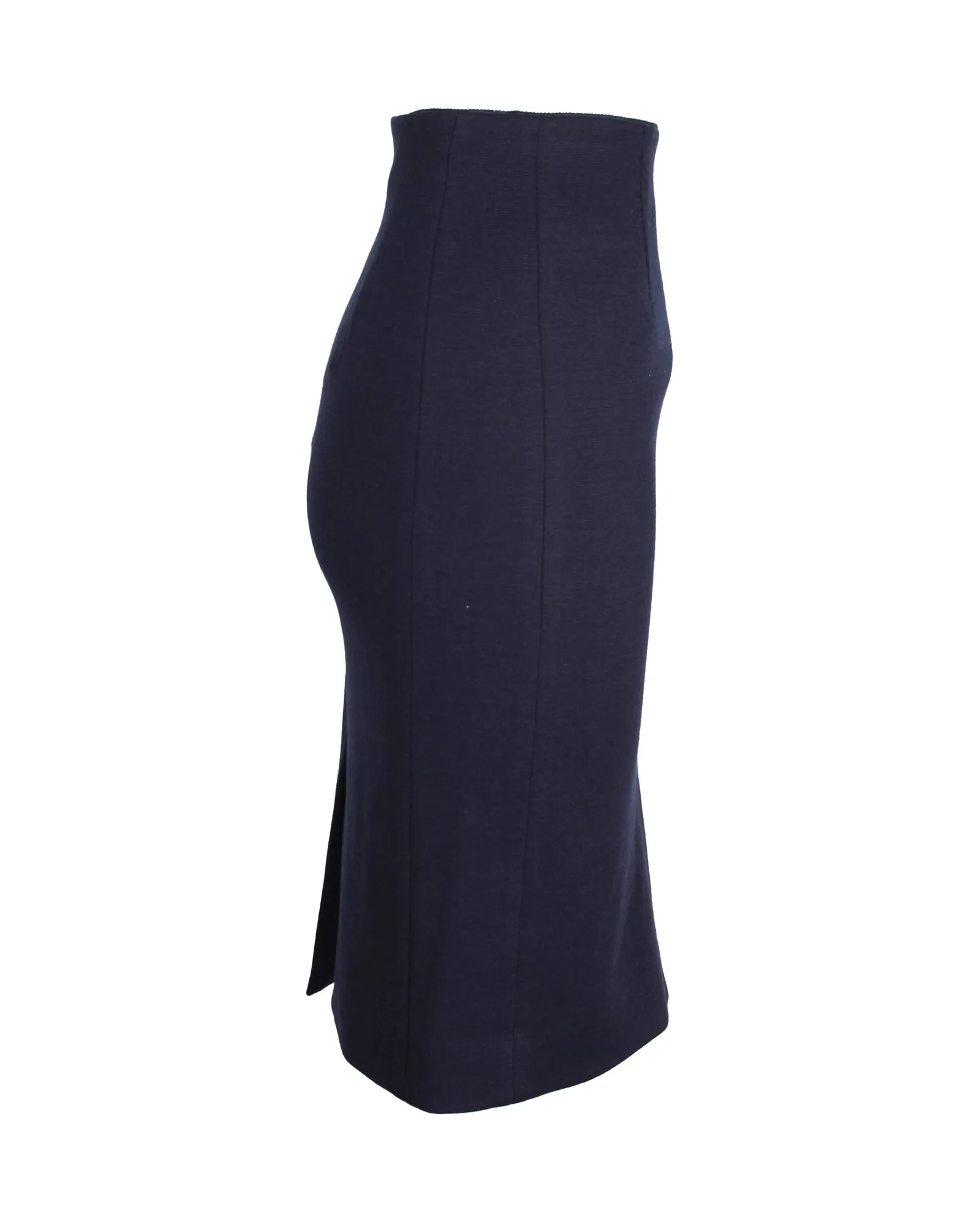 Moschino Knee-Length Pencil Skirt in Navy Blue Wool