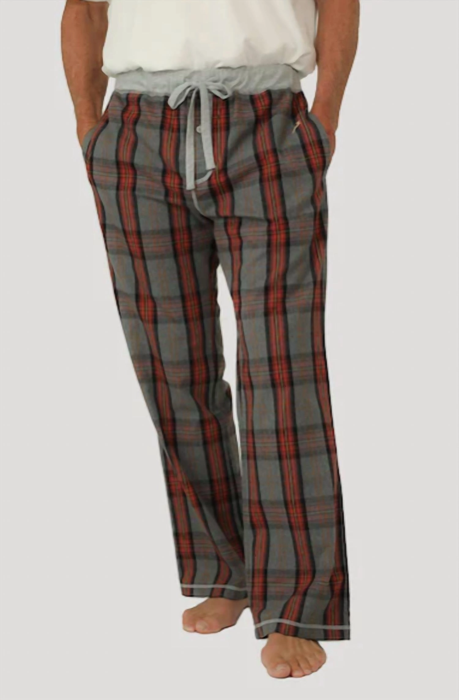 Mountain Checks Flannel Pants In Red/heather Grey