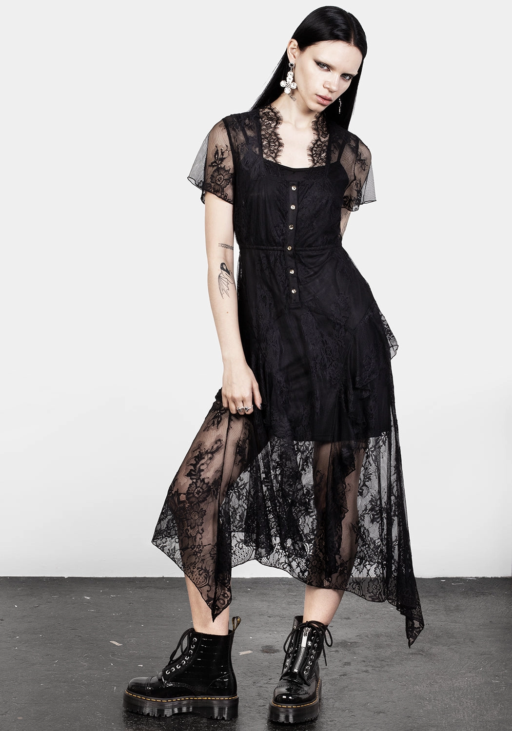 Mourning Lace Cascade Midaxi Dress Dresses Womens - beach dresses cheap