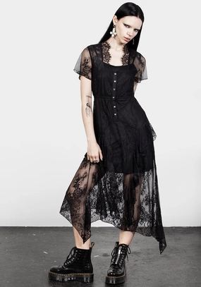 Mourning Lace Cascade Midaxi Dress Dresses Womens - beach dresses cheap