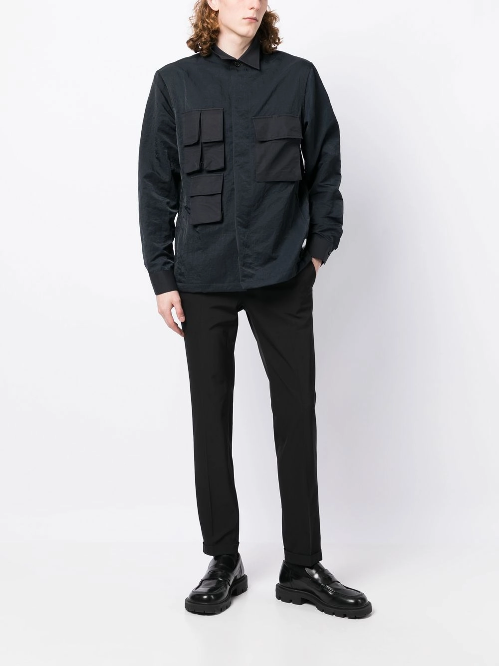 Multi-Pocket Pointed-Collar Overshirt