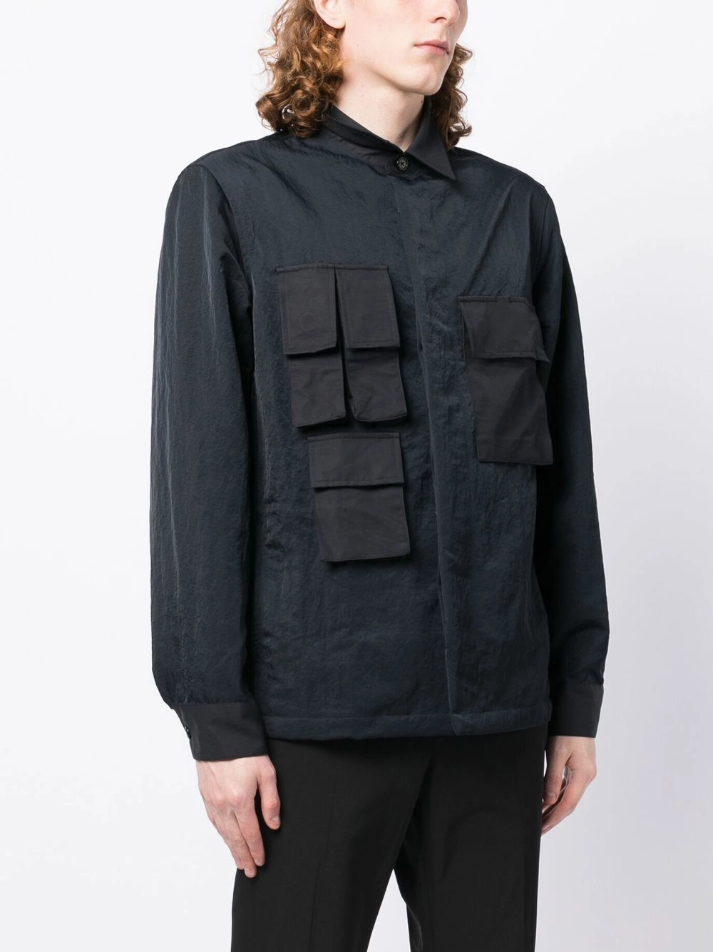 Multi-Pocket Pointed-Collar Overshirt