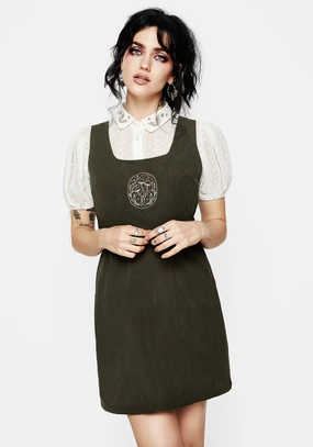 Mycelium Embroidered Mini Pinafore Dress Dresses Womens - summer dresses discount