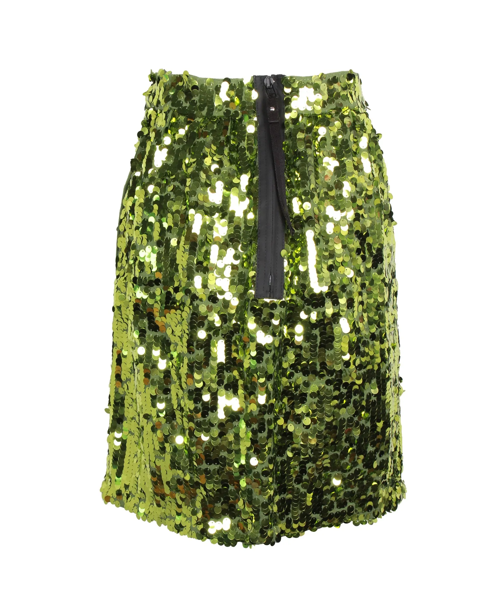 N21 Mini Pencil Skirt With Side Pockets in Lime Green sequins