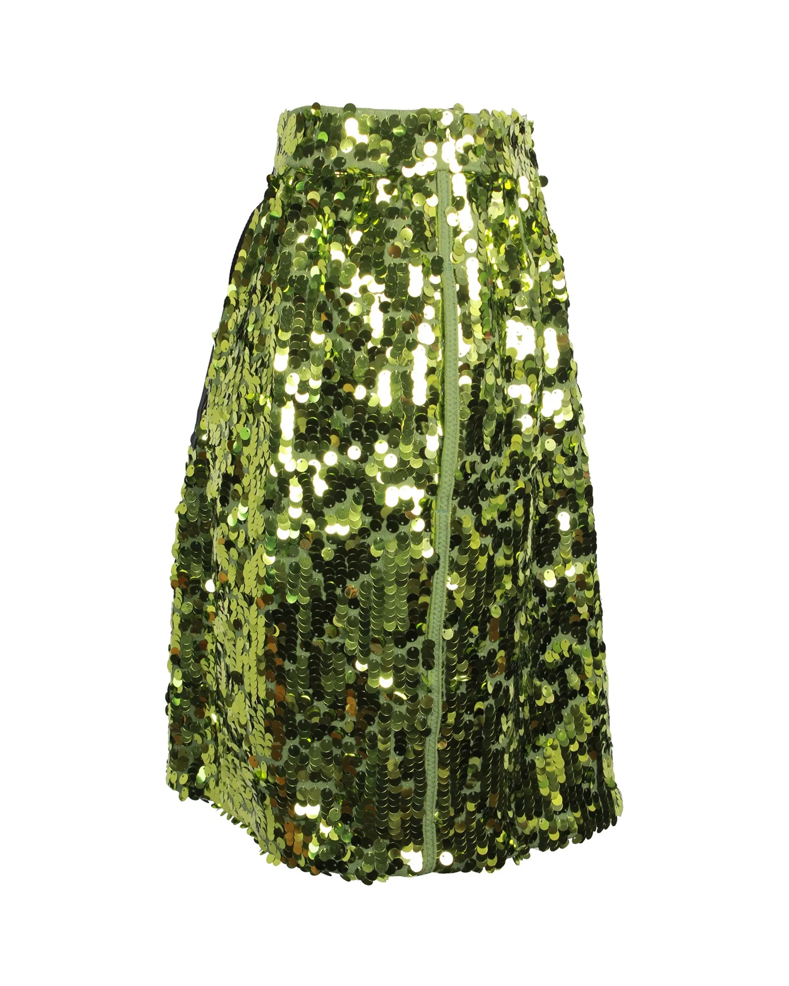N21 Mini Pencil Skirt With Side Pockets in Lime Green sequins