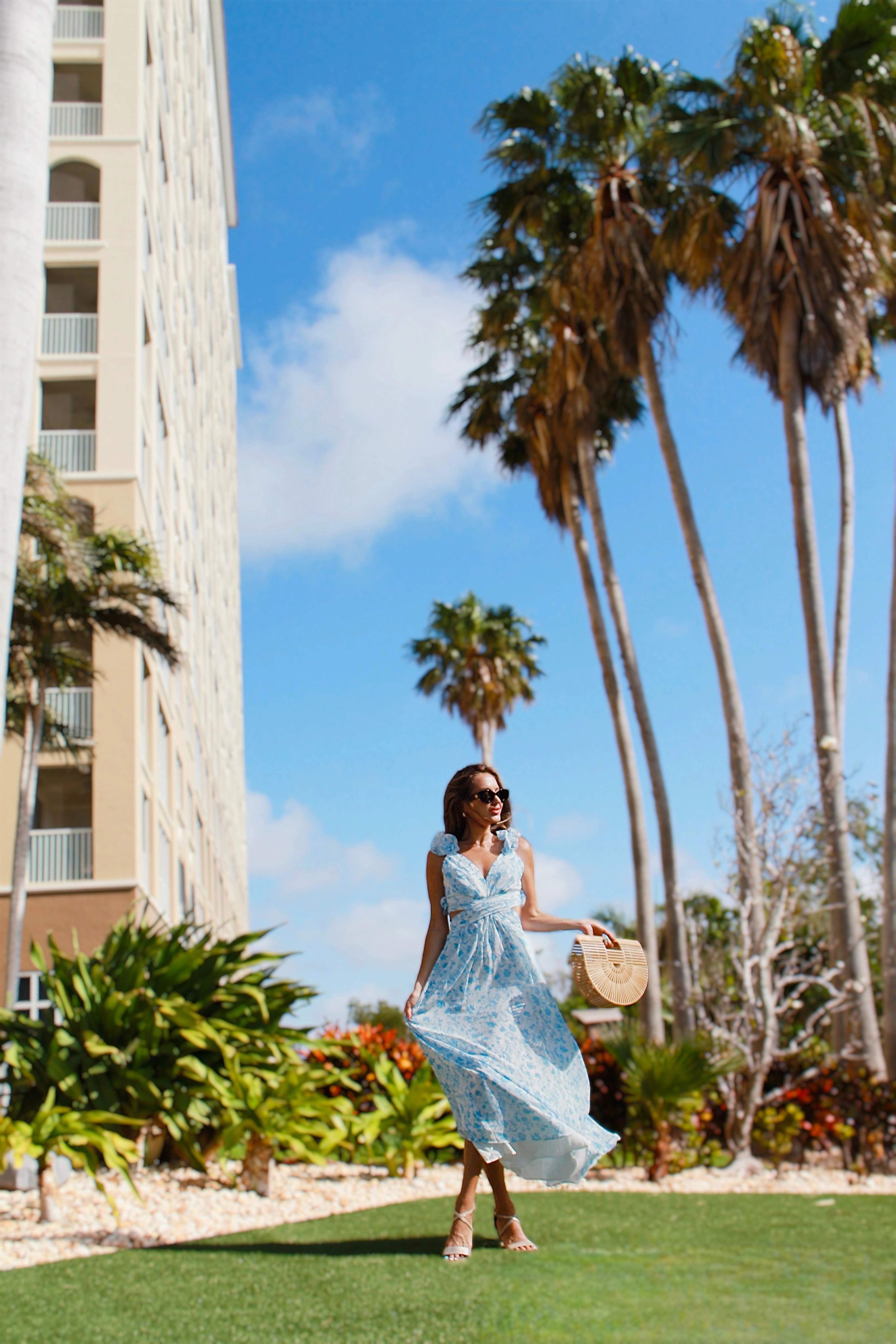 Nantucket Ruffle Floral Maxi Dress - Blue