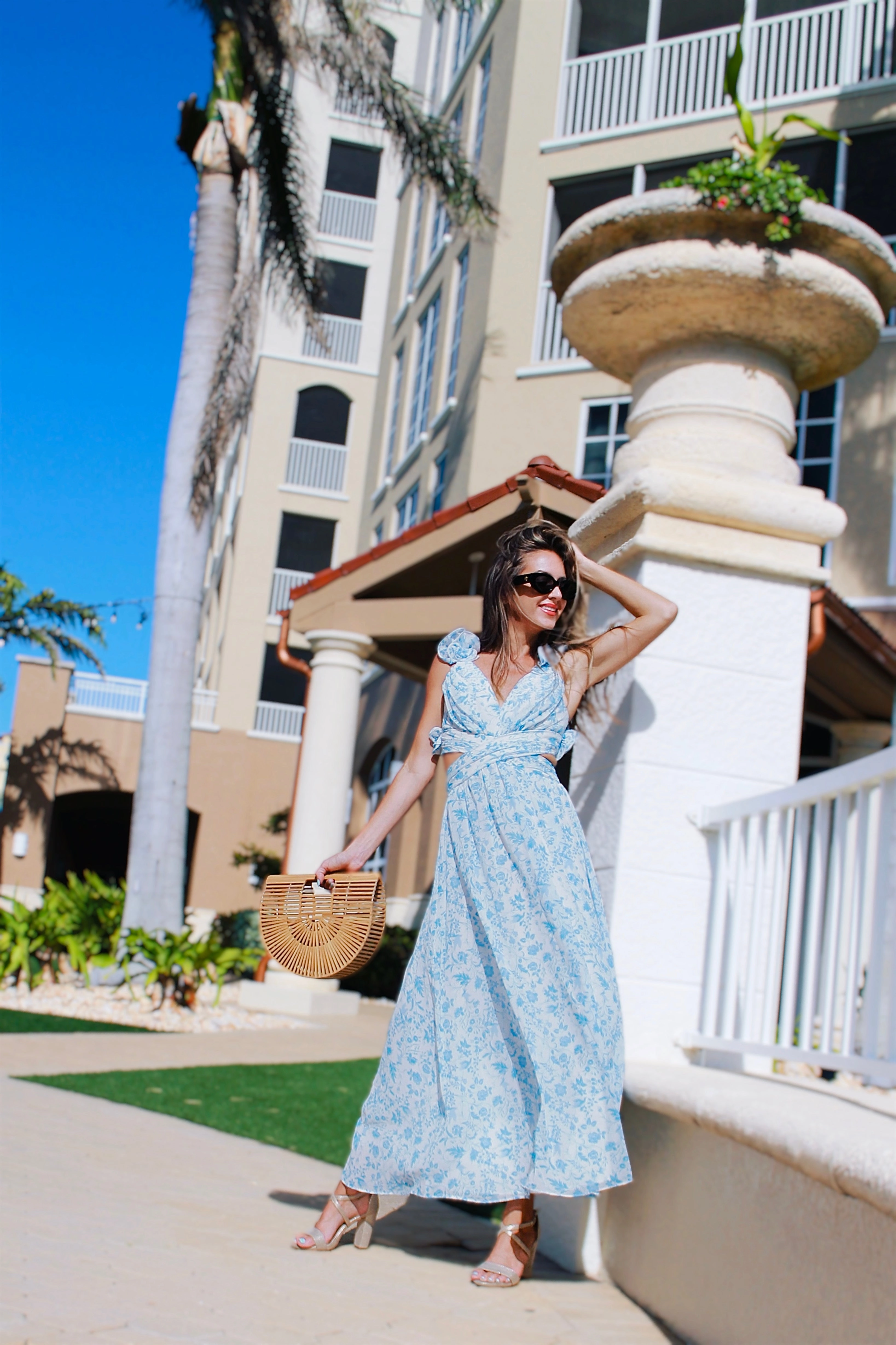 Nantucket Ruffle Floral Maxi Dress - Blue