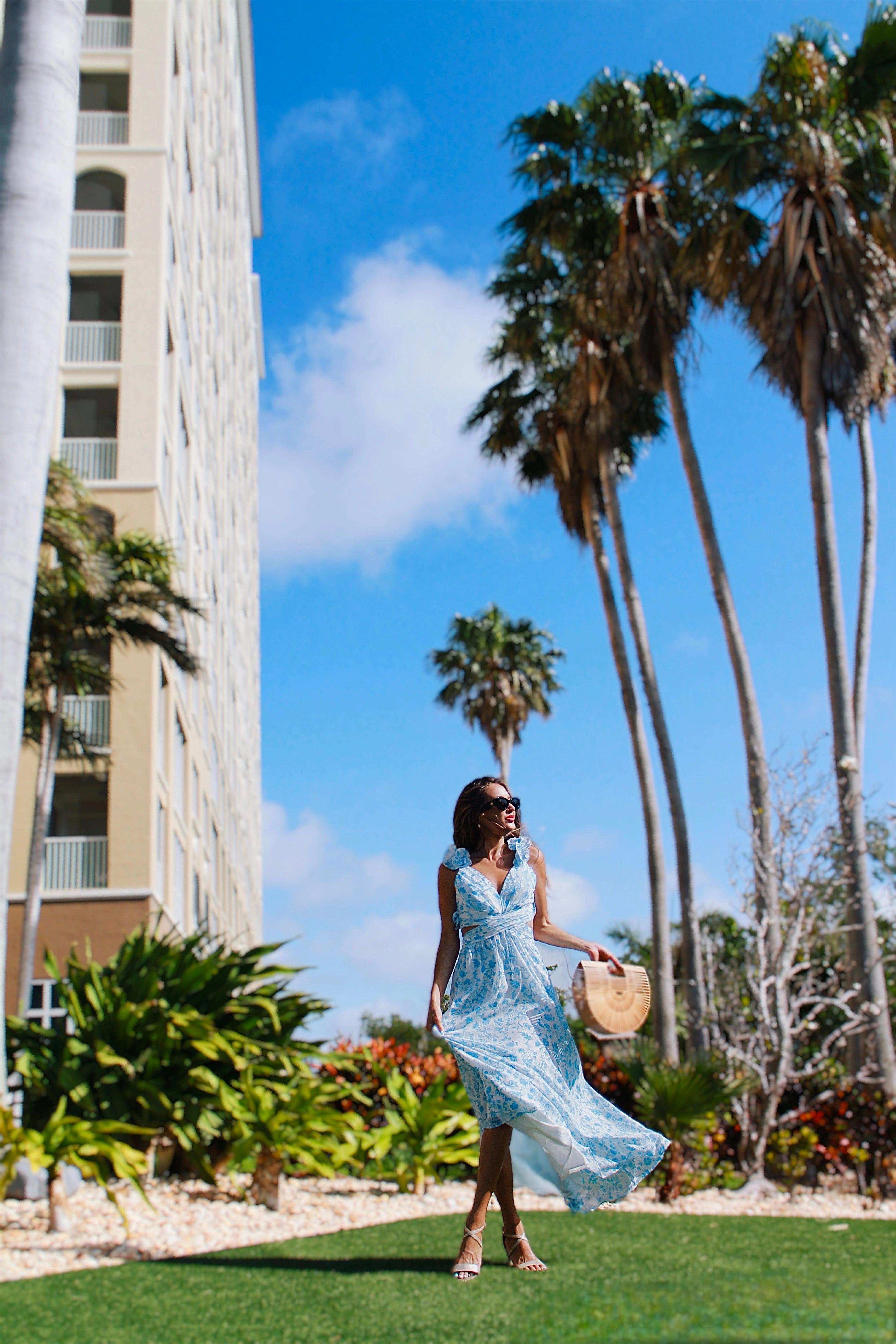 Nantucket Ruffle Floral Maxi Dress - Blue
