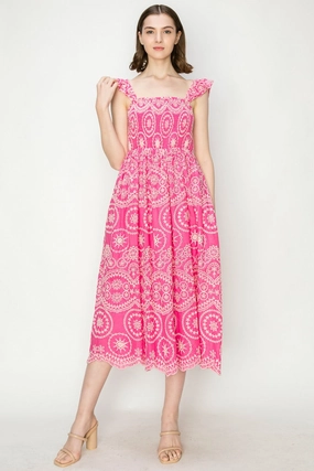 Napa Eyelet Midi Dress womens gowns outlet