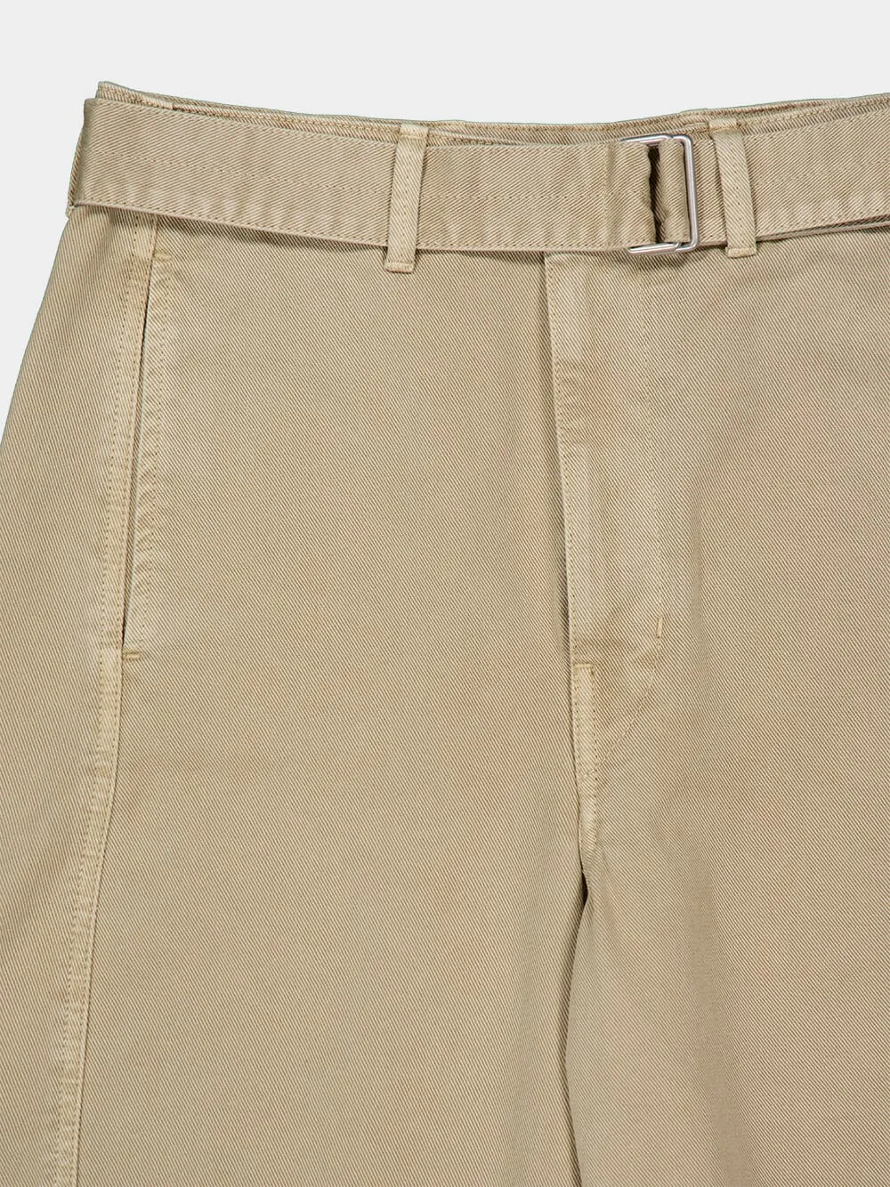 Natural Beige Twisted Belted Pants