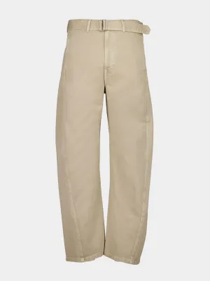 Natural Beige Twisted Belted Pants Bottoms Mens - cheap mens shorts online