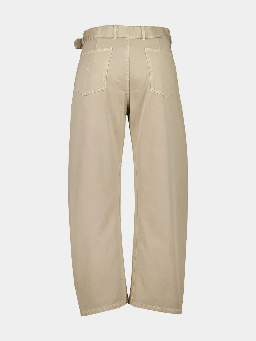 Natural Beige Twisted Belted Pants