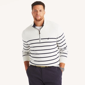 Nautica Mens Big & Tall Navtech Striped Quarter-Zip Sweater designer sweaters outlet