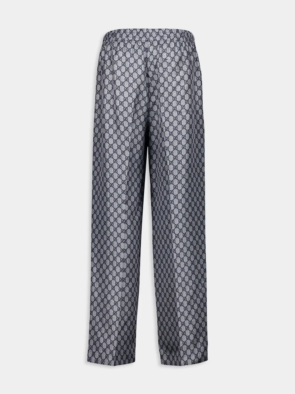 Navy GG Print Silk Pants