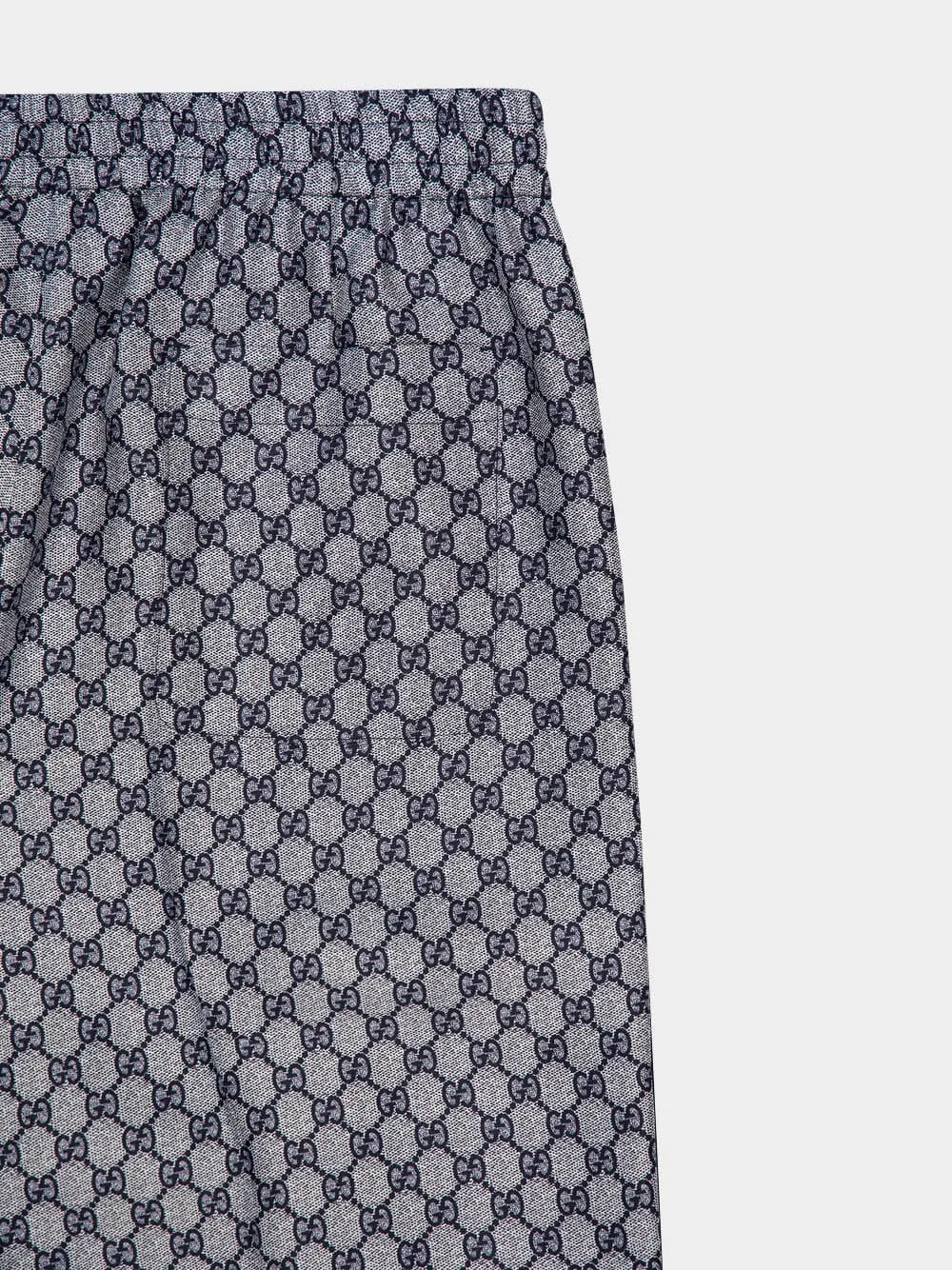 Navy GG Print Silk Pants