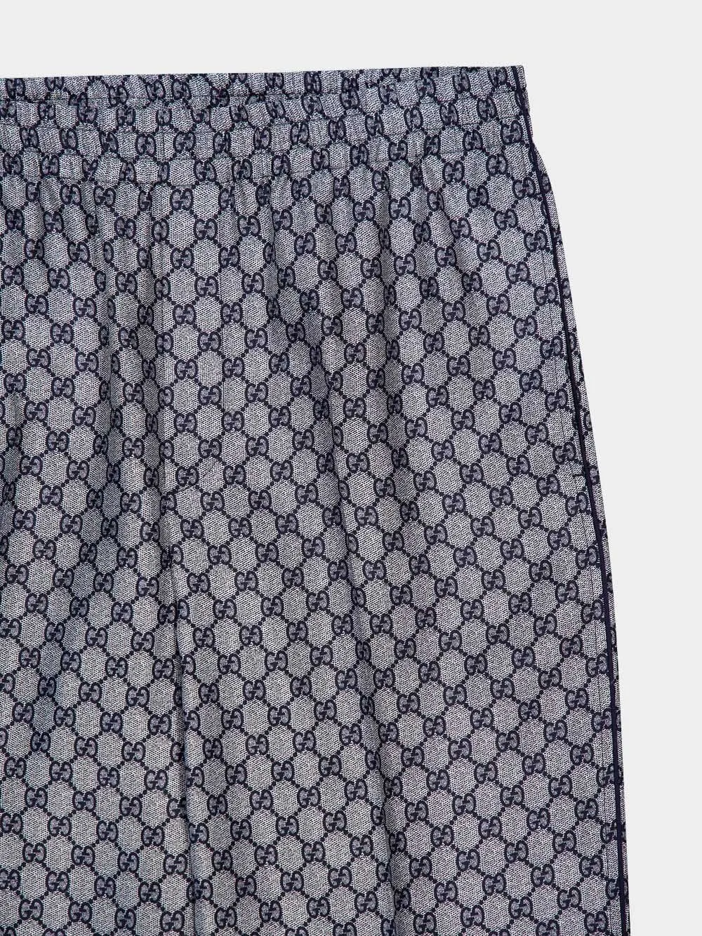 Navy GG Print Silk Pants