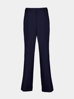 Navy Wool Tailored Pleated Trousers Bottoms Mens - cheap mens shorts online