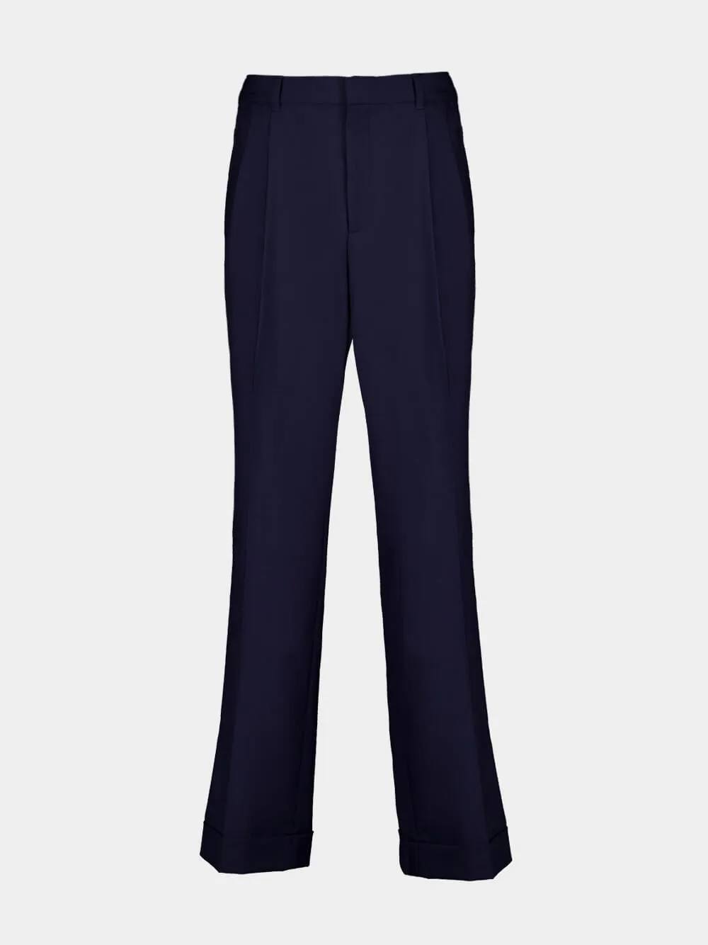 Navy Wool Tailored Pleated Trousers Bottoms Mens - cheap mens shorts online