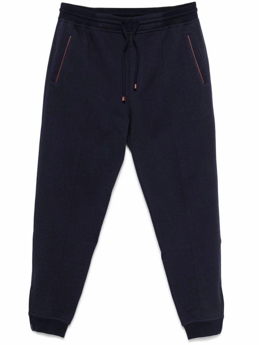 Navy Blue Trousers With Elasticated Drawstring