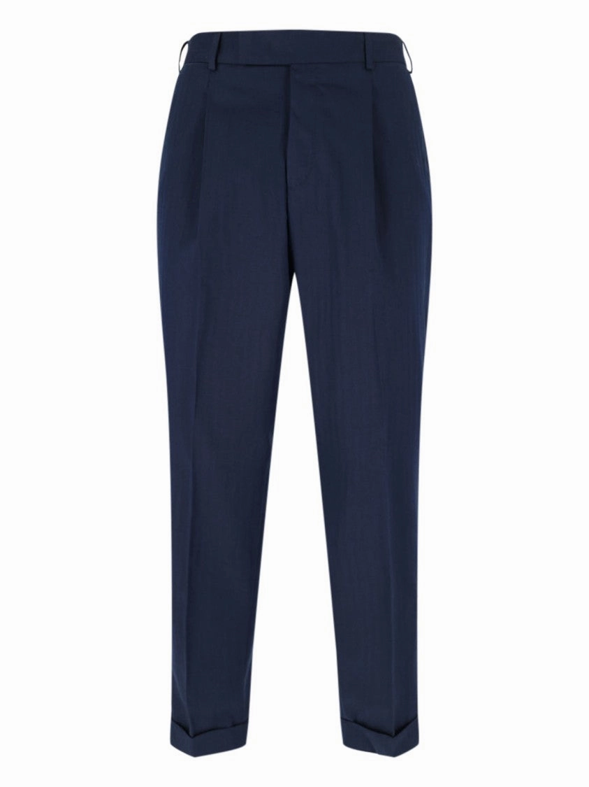 Navy High-Waisted Chino Pants With Straight Leg Design