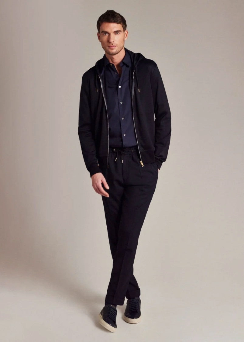 Navy Tailored Trousers With Relaxed Fit