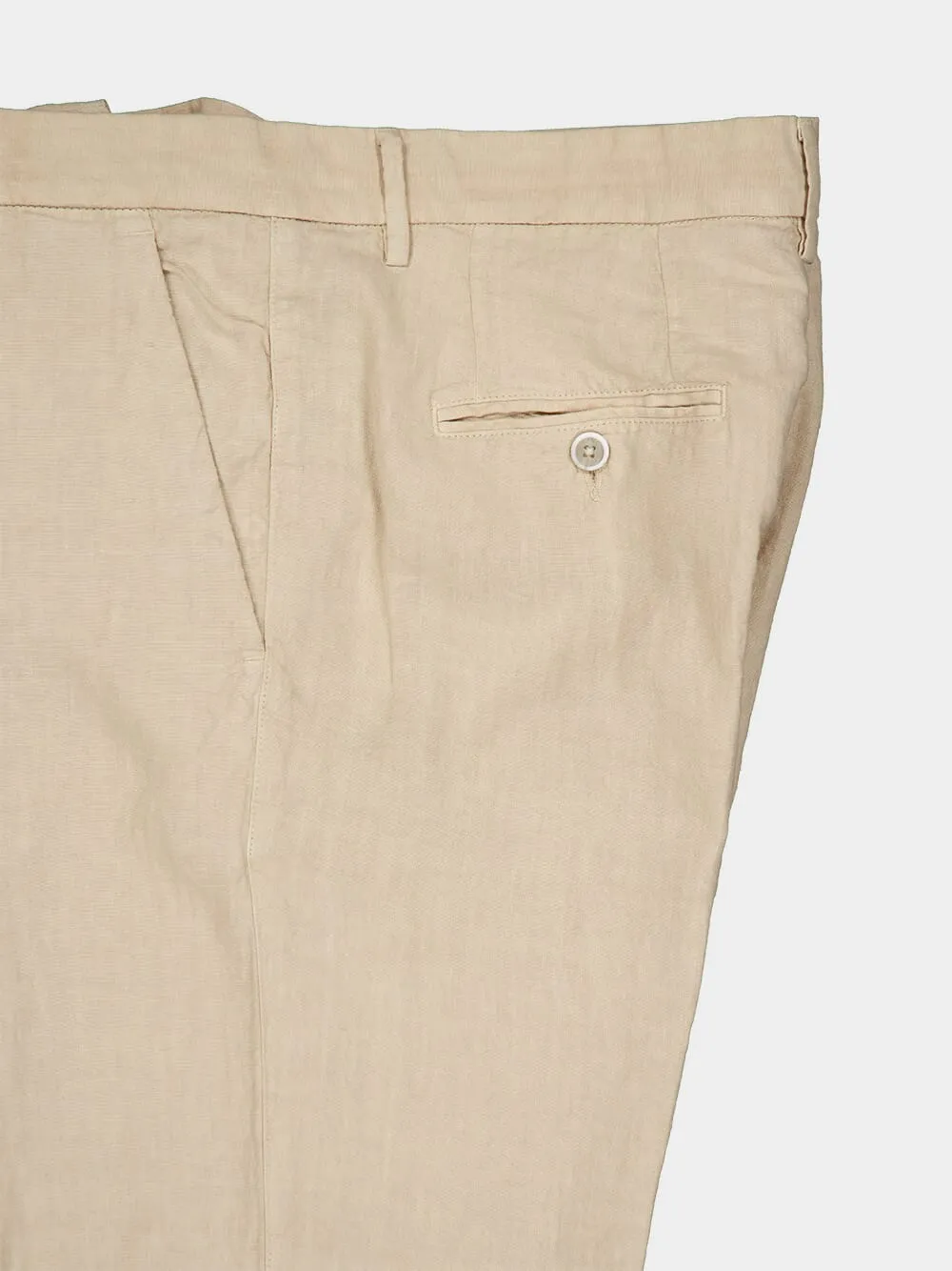 Neutral Linen Tailored Pants