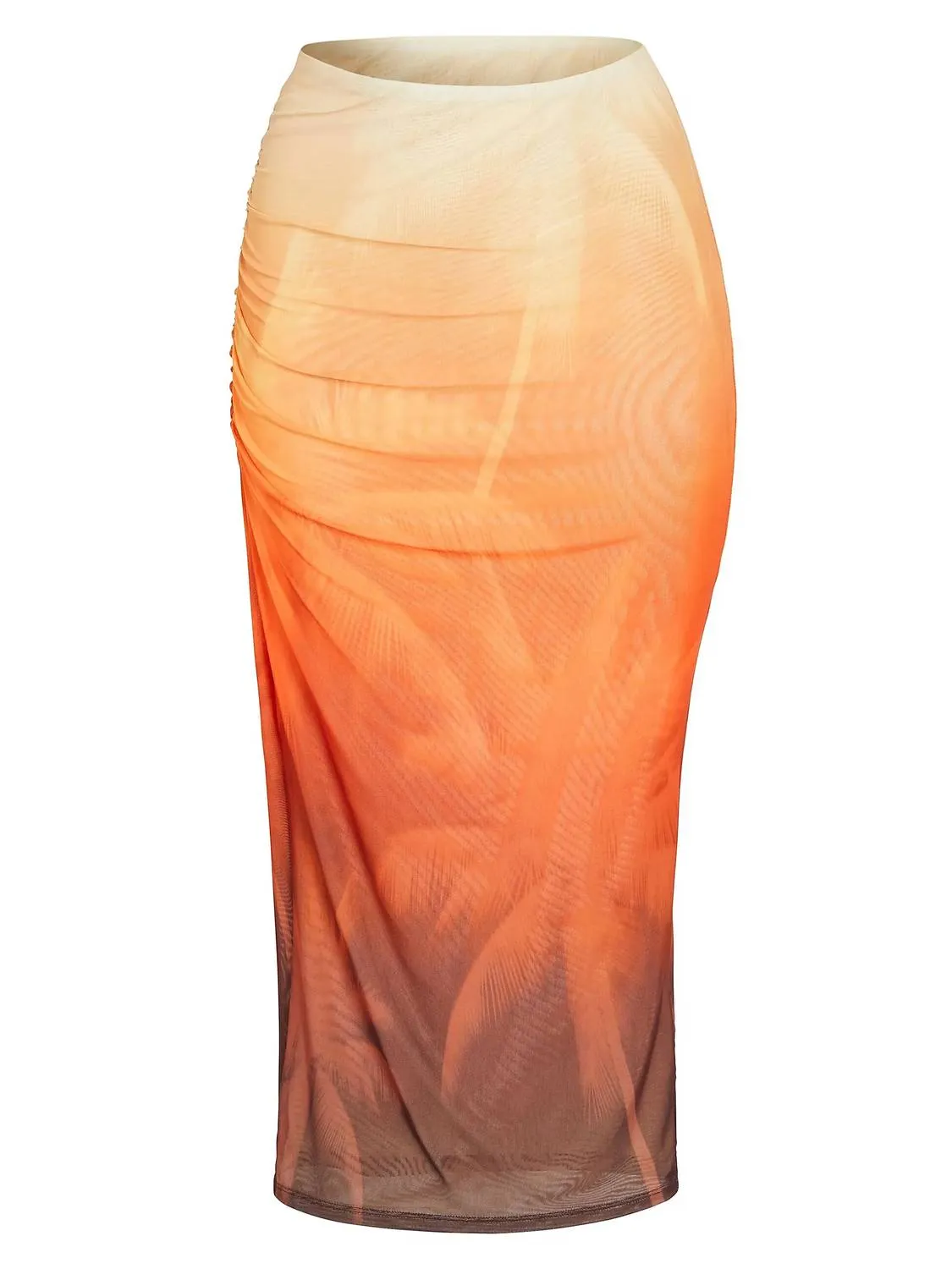 Nia Mesh Midi Skirt In Sunset Palm