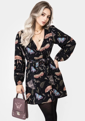Nightmoth Mini Wrap Dress Dresses Womens - wedding guest outfits
