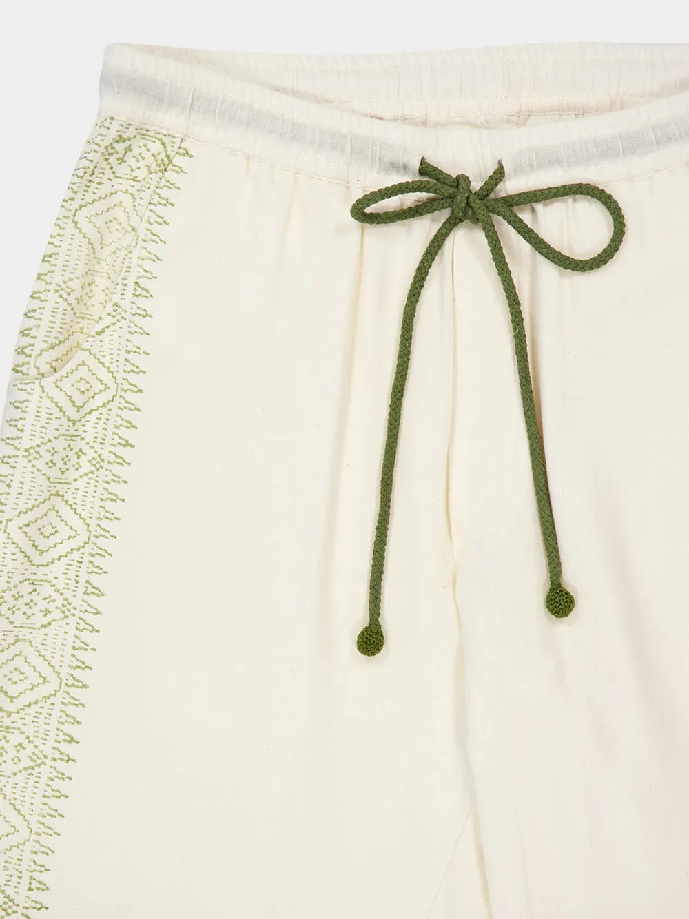 Off-White and Khaki Talilo Embroidered Pants
