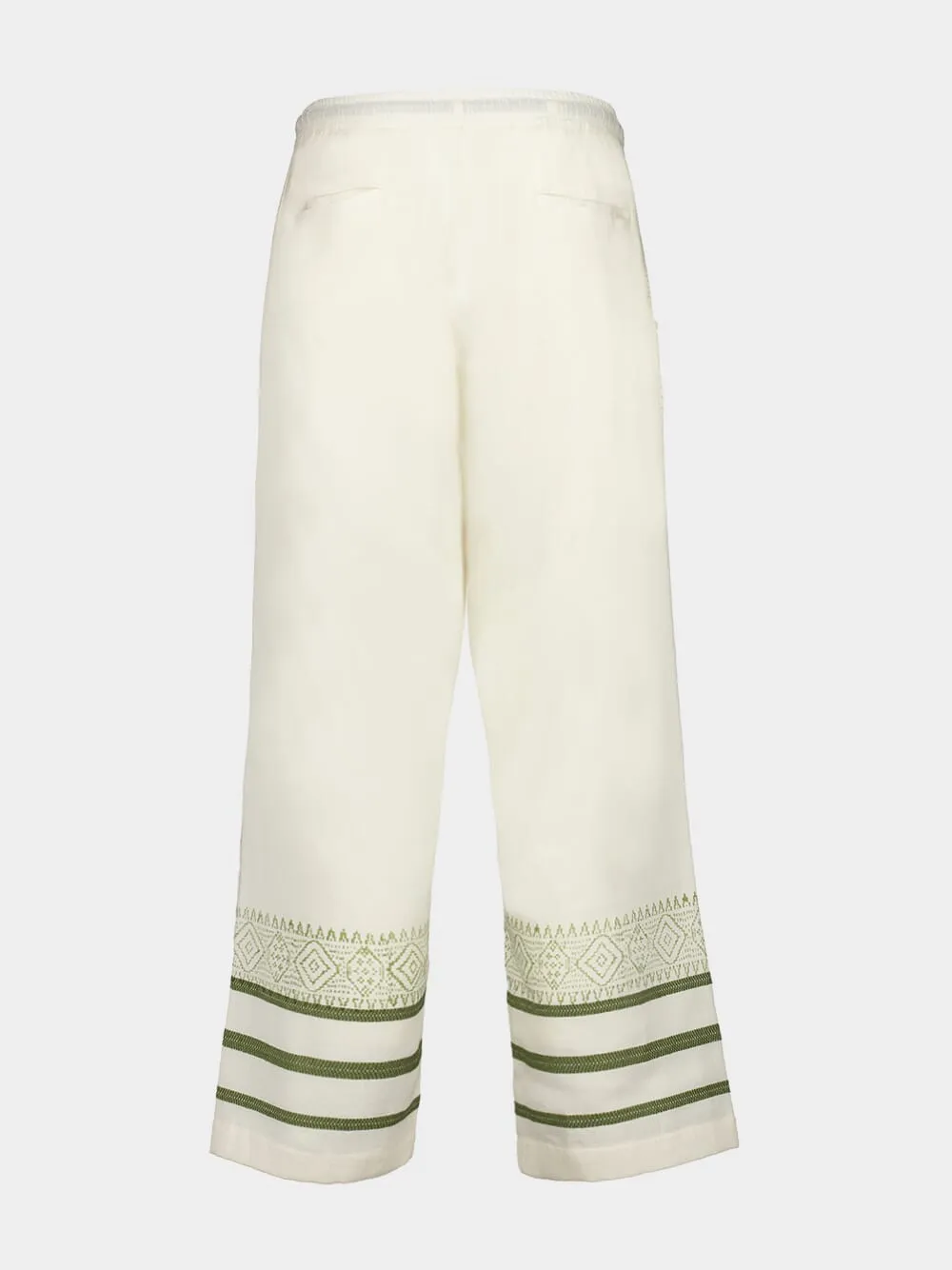 Off-White and Khaki Talilo Embroidered Pants