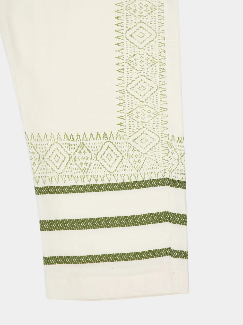 Off-White and Khaki Talilo Embroidered Pants