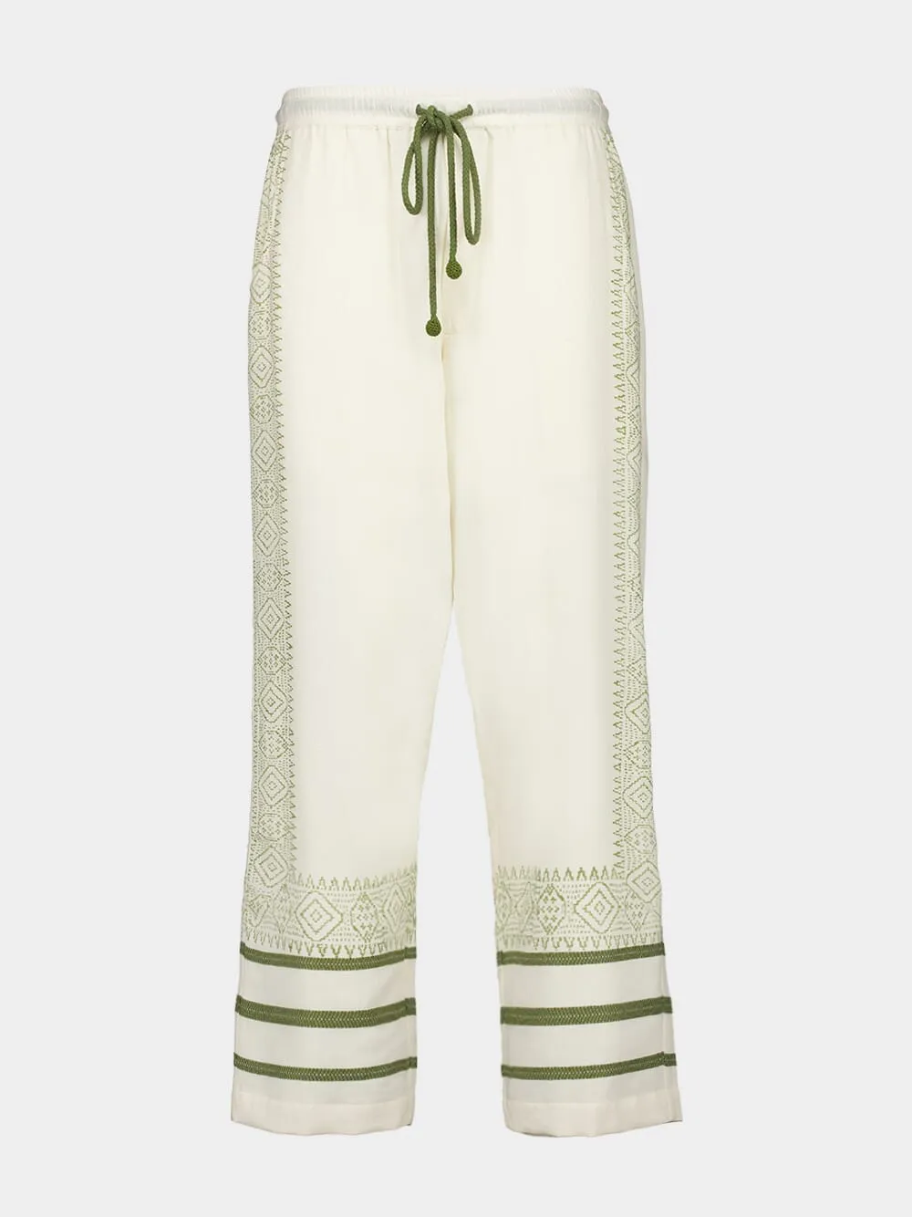 Off-White and Khaki Talilo Embroidered Pants Bottoms Mens - cheap mens shorts online