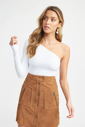 One Shoulder Long Sleeve Bodysuit cheap tops online