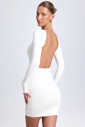 Open-Back Bodycon Mini Dress in White Dresses - midi dresses clearance