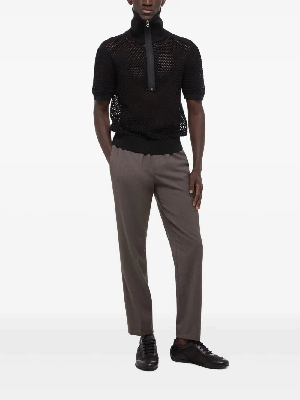 Open-Knit Polo Shirt
