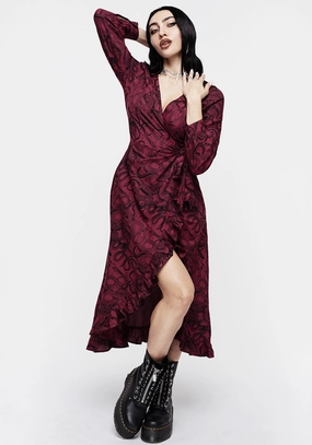 Ophidia Snakes Print Wrap Maxi Dress - Red Dresses Womens - summer dresses discount