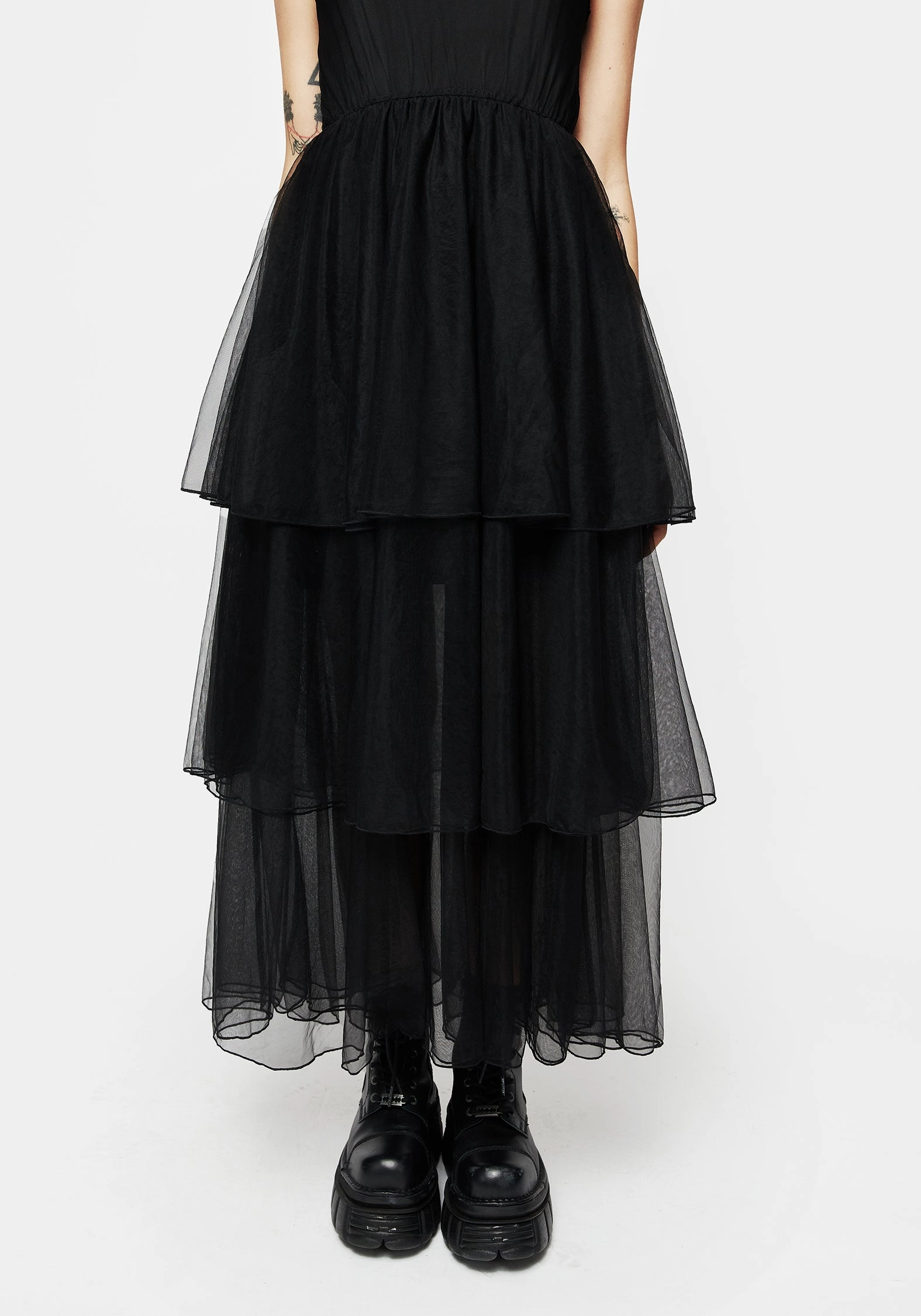 Opus Layered Tulle Apron Maxi Dress
